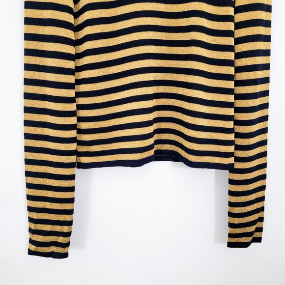 Saint Laurent Slim-Fit Striped Knitted Sweater in Yellow Lurex Medium - Picture 7 of 12